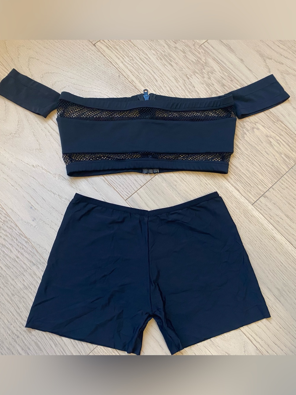Rave outfit - Black Seamless High-Waist Short & Bandeau Set